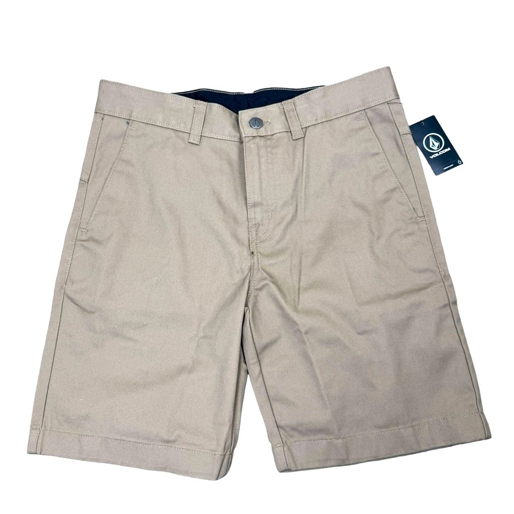 NWT Volcom Khaki V Monty 17 Boys Shorts 16 (28) 18 (29) Casual Uniform Dressy